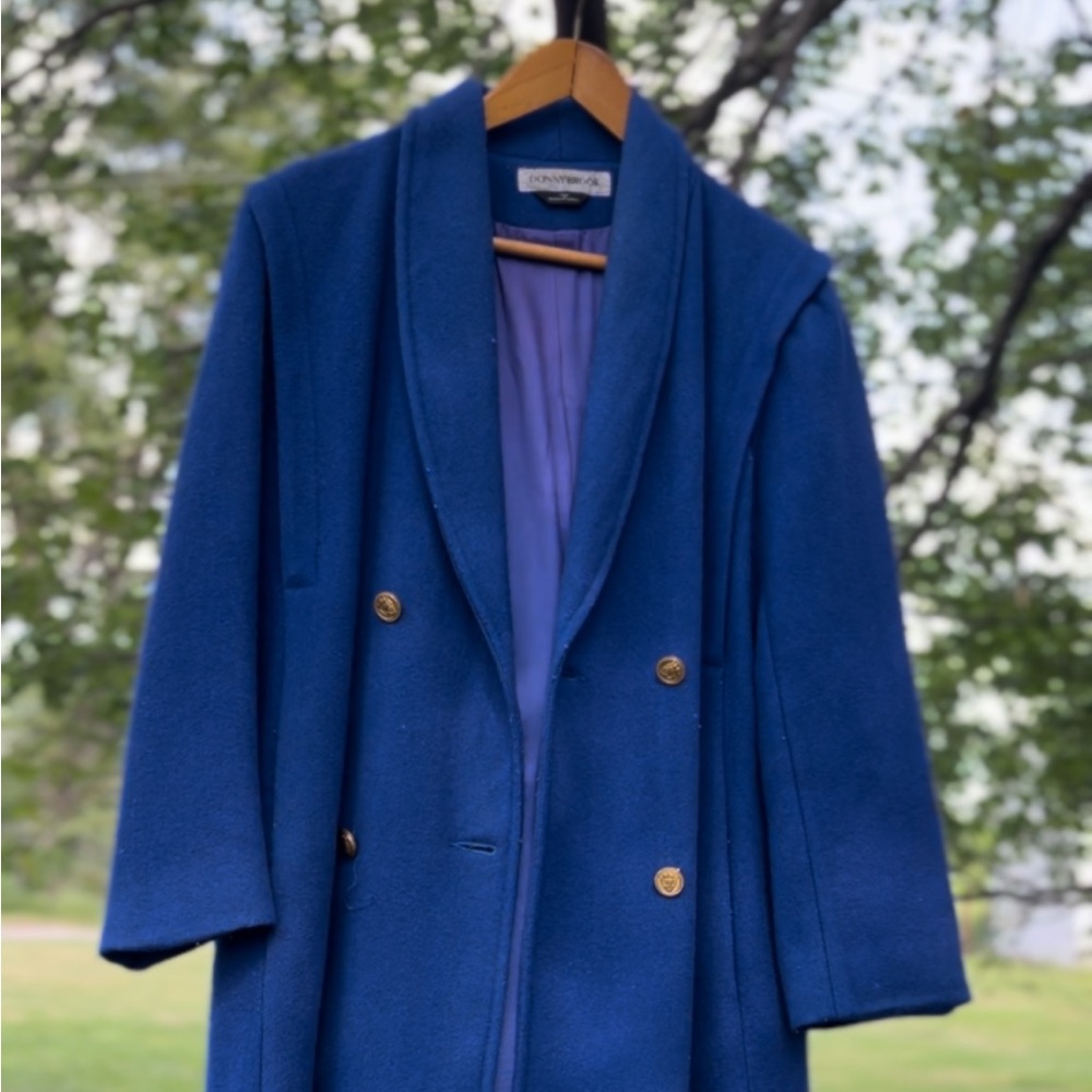 Donny Brook Women Vintage Double Breasted Wool Coat Royal Blue Size 1